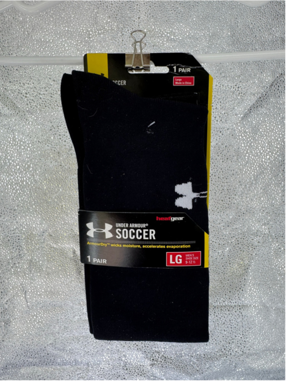 Men's Under Armour Soccer Athletic Socks Large Black White
